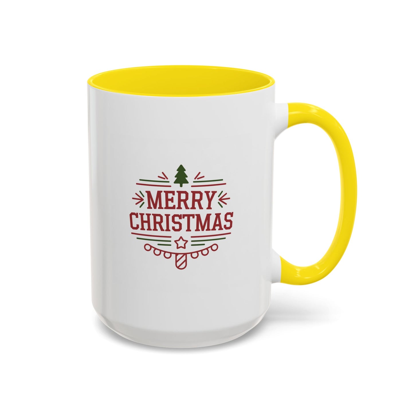 Christmas Mug - Merry Christmas Maroon Text Tree Star