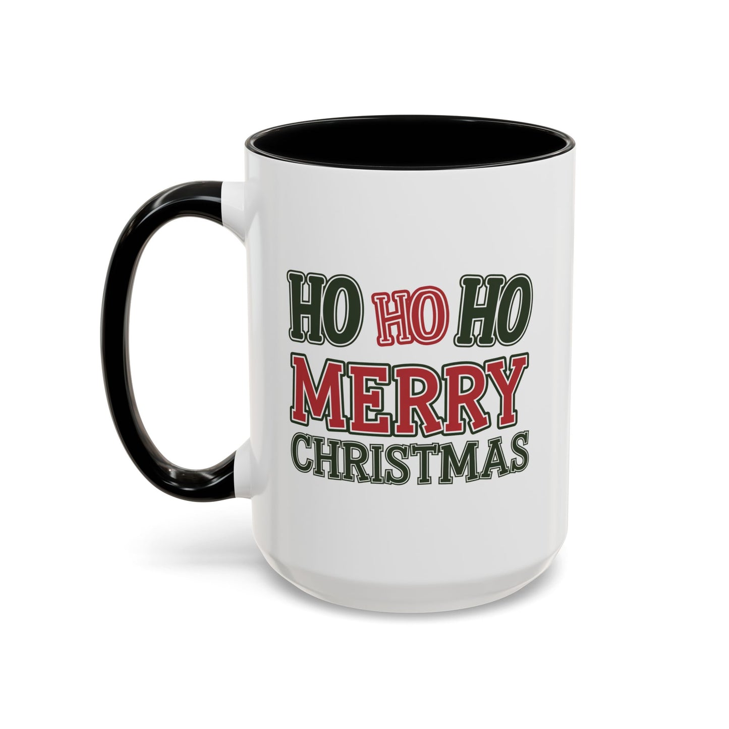Christmas Mug - Ho Ho Ho Merry Christmas Green & Red Text