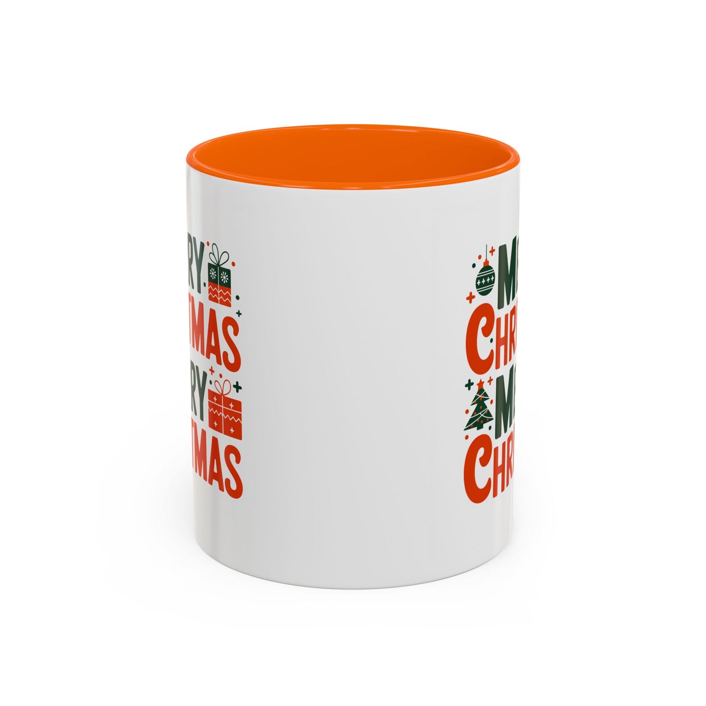 Christmas Mug - Green & Red Text Tree Presents