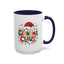 Christmas Mug - Grandma Claus Green Yellow & Red Text Hat Lights Stars