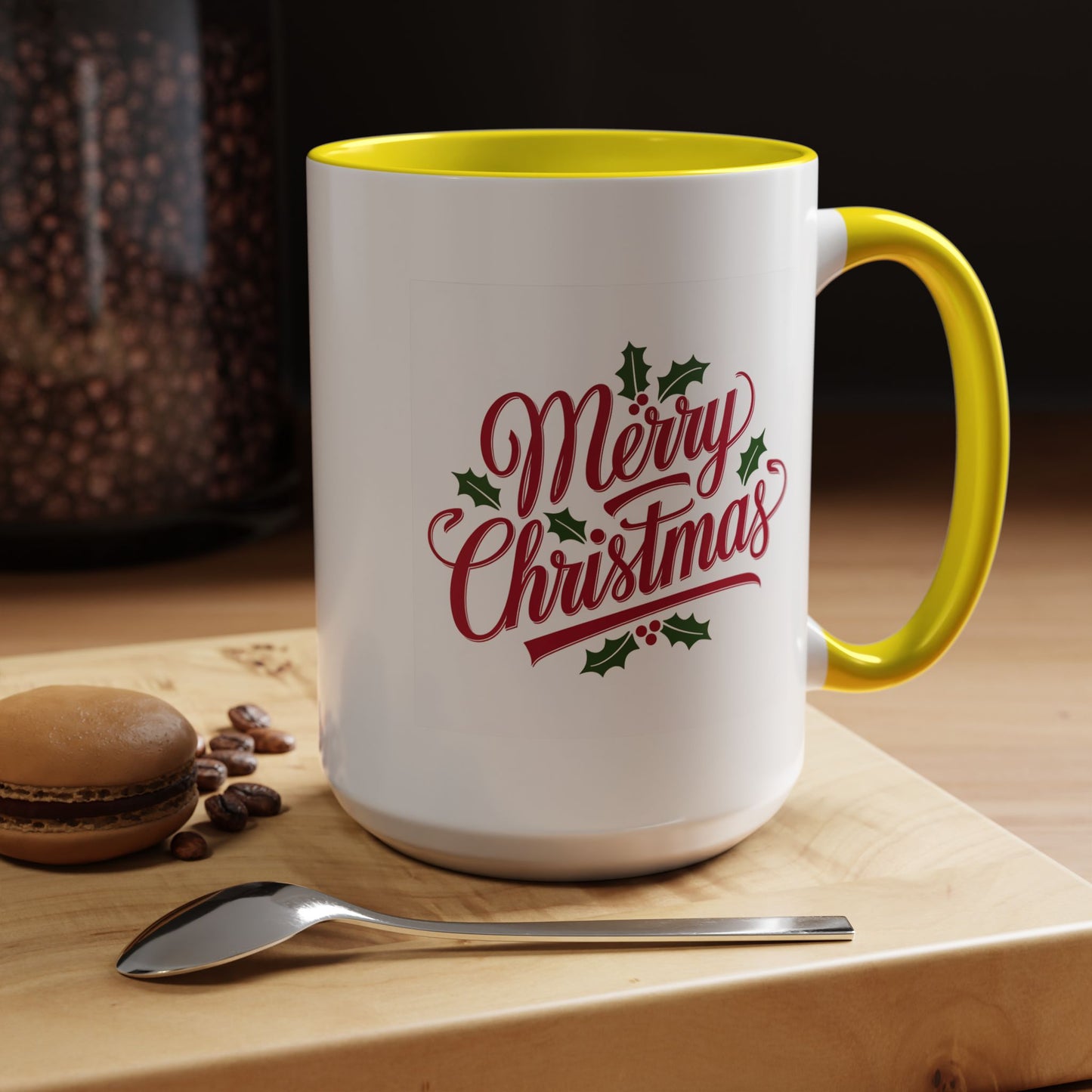 Christmas Mug - Merry Christmas Red Text Mistletoe