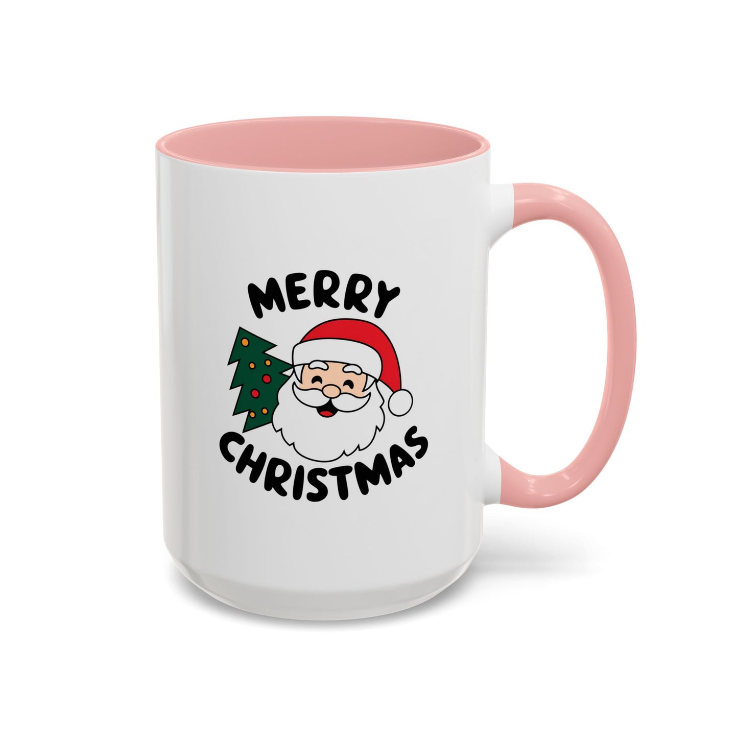 Christmas Mug - Merry Christmas Black Text Santa Tree