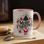 Christmas Mug - Merry Christmas Black Text Santa Reindeer Snowmen Ornaments