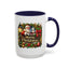 Christmas Mug - Merry Christmas Cream Text Santa Ok Light Bow Ornaments