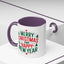 Christmas Mug - Merry Christmas and a Happy New Year Green & Red Text Trees Stars