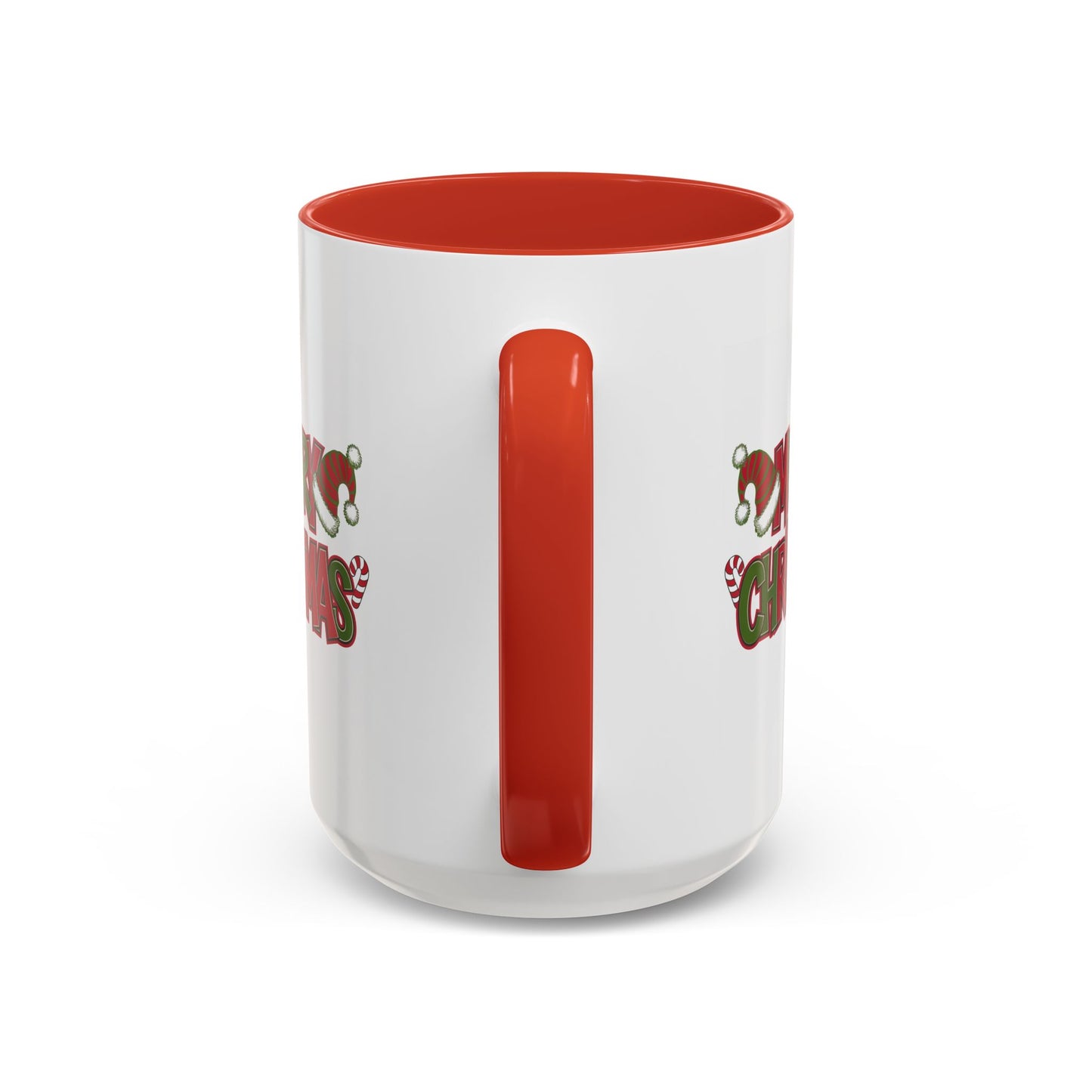 Christmas Mug - Merry Christmas Red & Green Text Hats Candy Canes