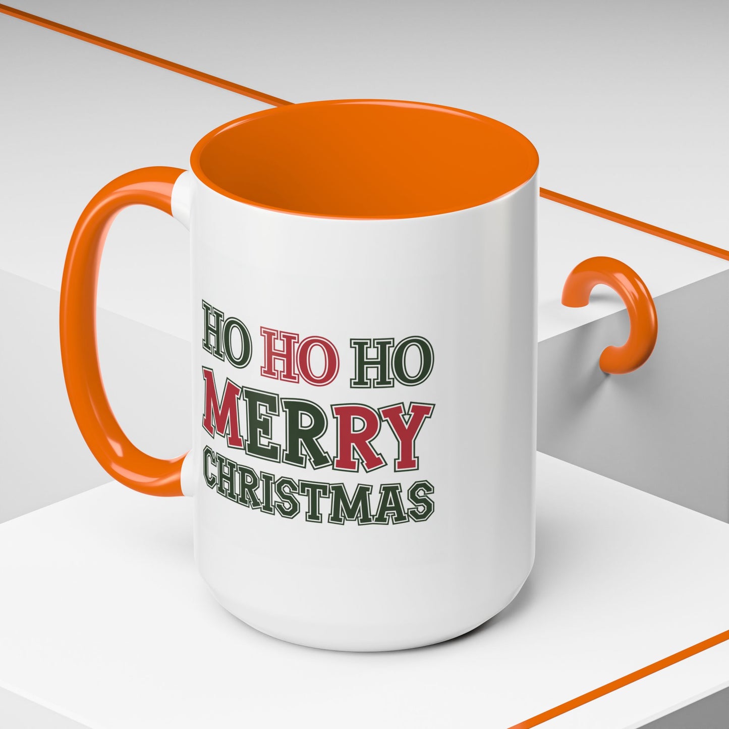 Christmas Mug - Ho Ho Ho Merry Christmas Green & Red Text 2
