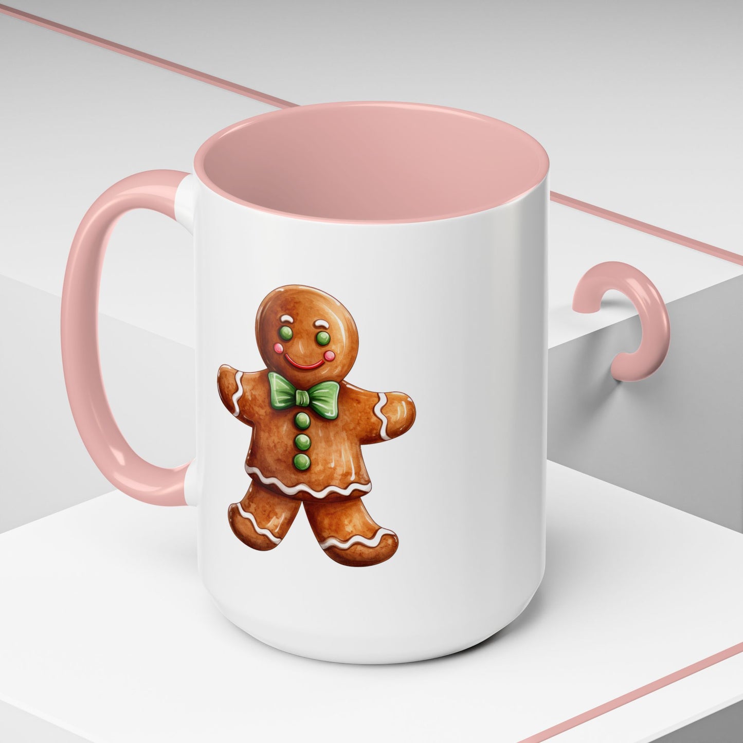 Christmas Mug - Gingerbread Man Green Bow