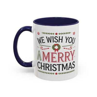 Christmas Mug - We Wish You a Merry Christmas Blue Green & Red Text
