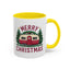 Christmas Mug - Merry Christmas Maroon Text Camper Trees