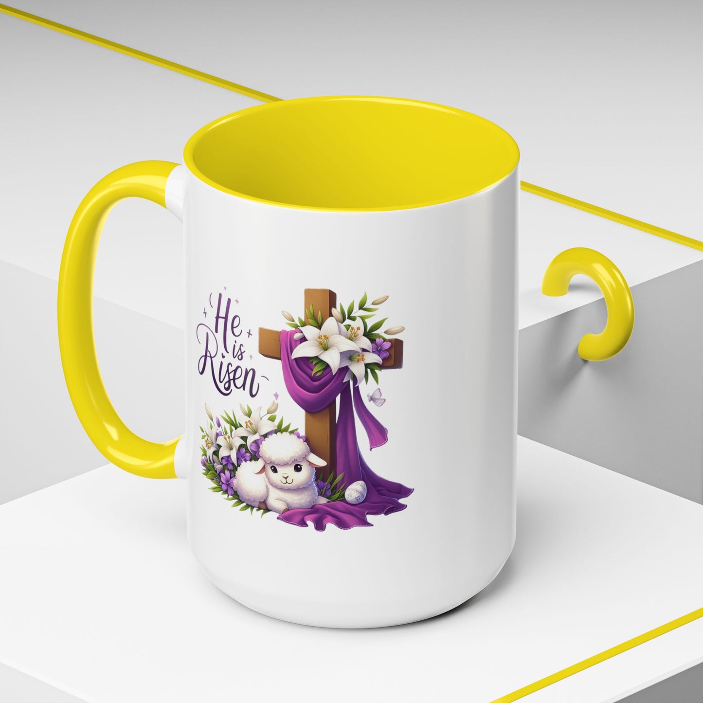 Easter Mug - He Is Risen Cross