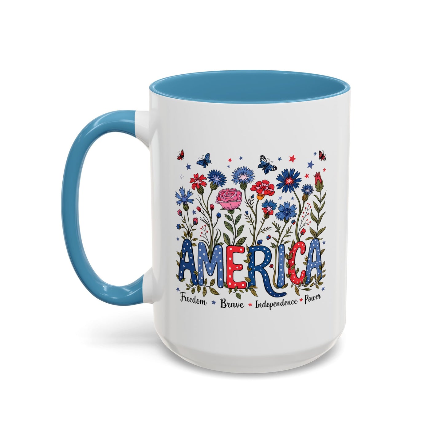 4th of July Mug - Floral America Patriotic