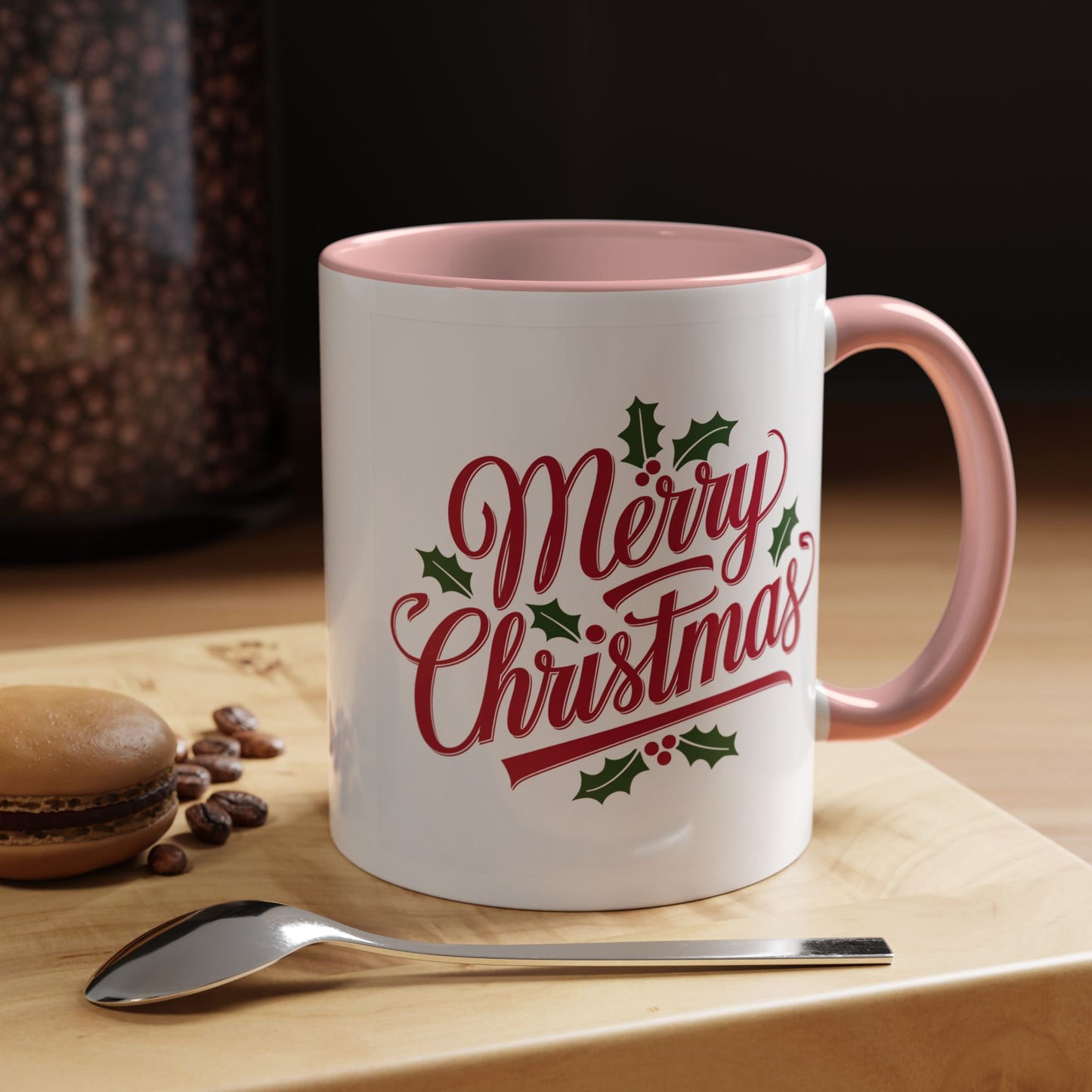 Christmas Mug - Merry Christmas Red Text Mistletoe