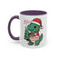 Christmas Mug - Merry Christmas Red Text Dinosaur Tree
