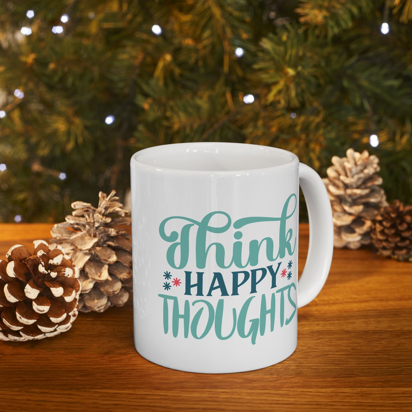Wellness Mug - Think Happy Thoughts Words