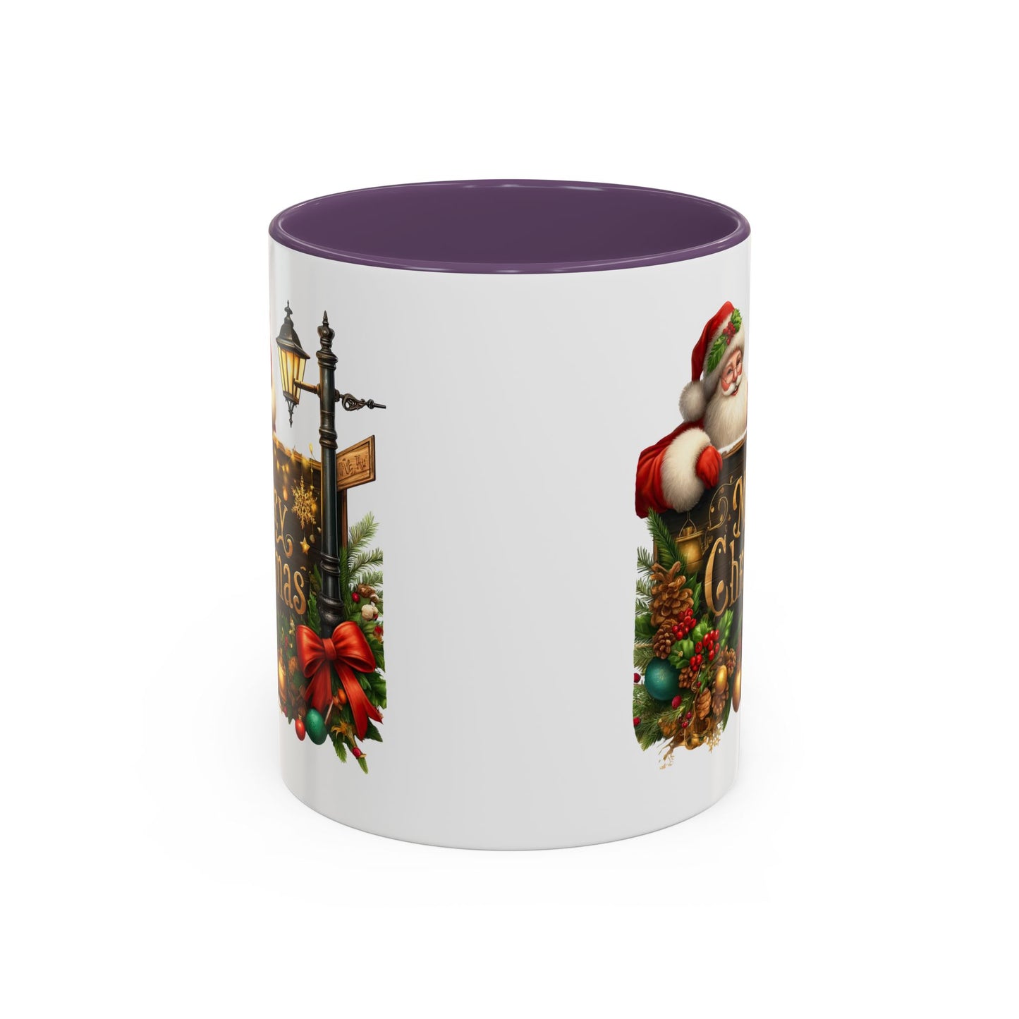 Christmas Mug - Merry Christmas Gold Text Santa Point Ornaments