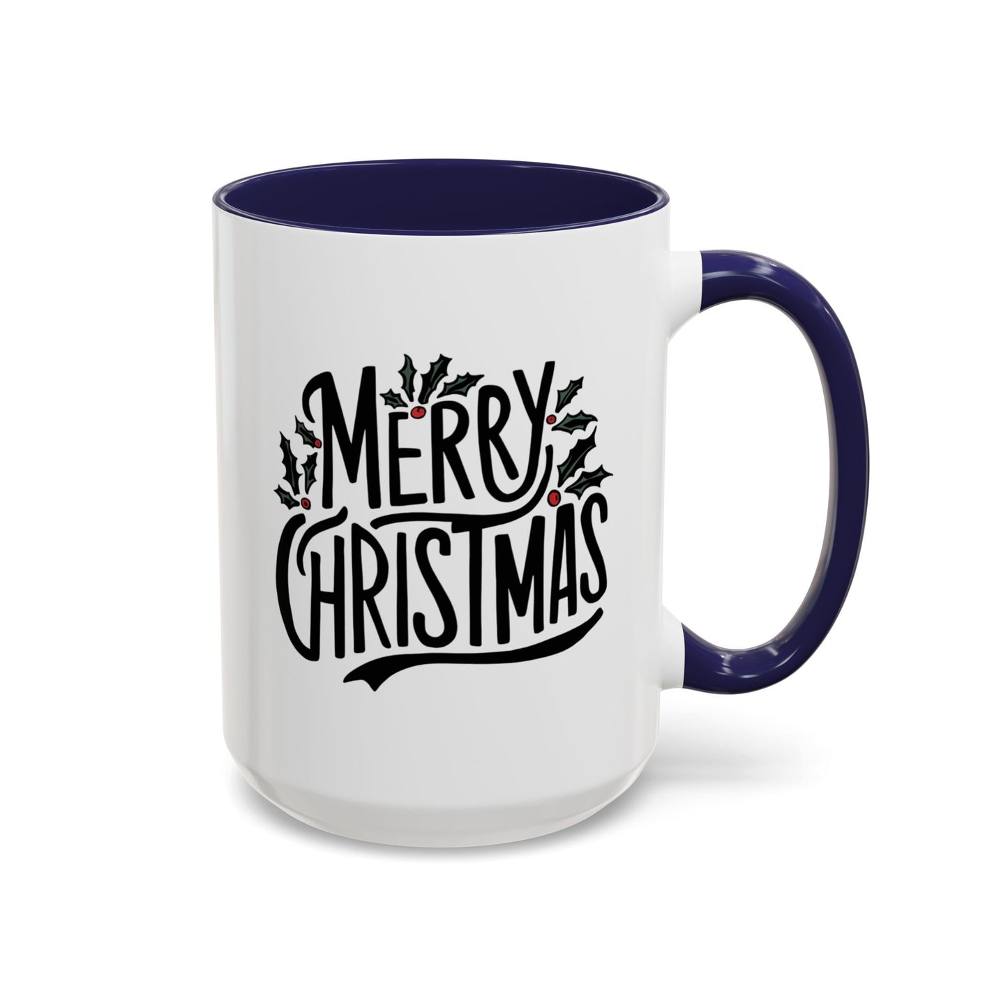 Christmas Mug - Merry Christmas Black Text Mistletoe