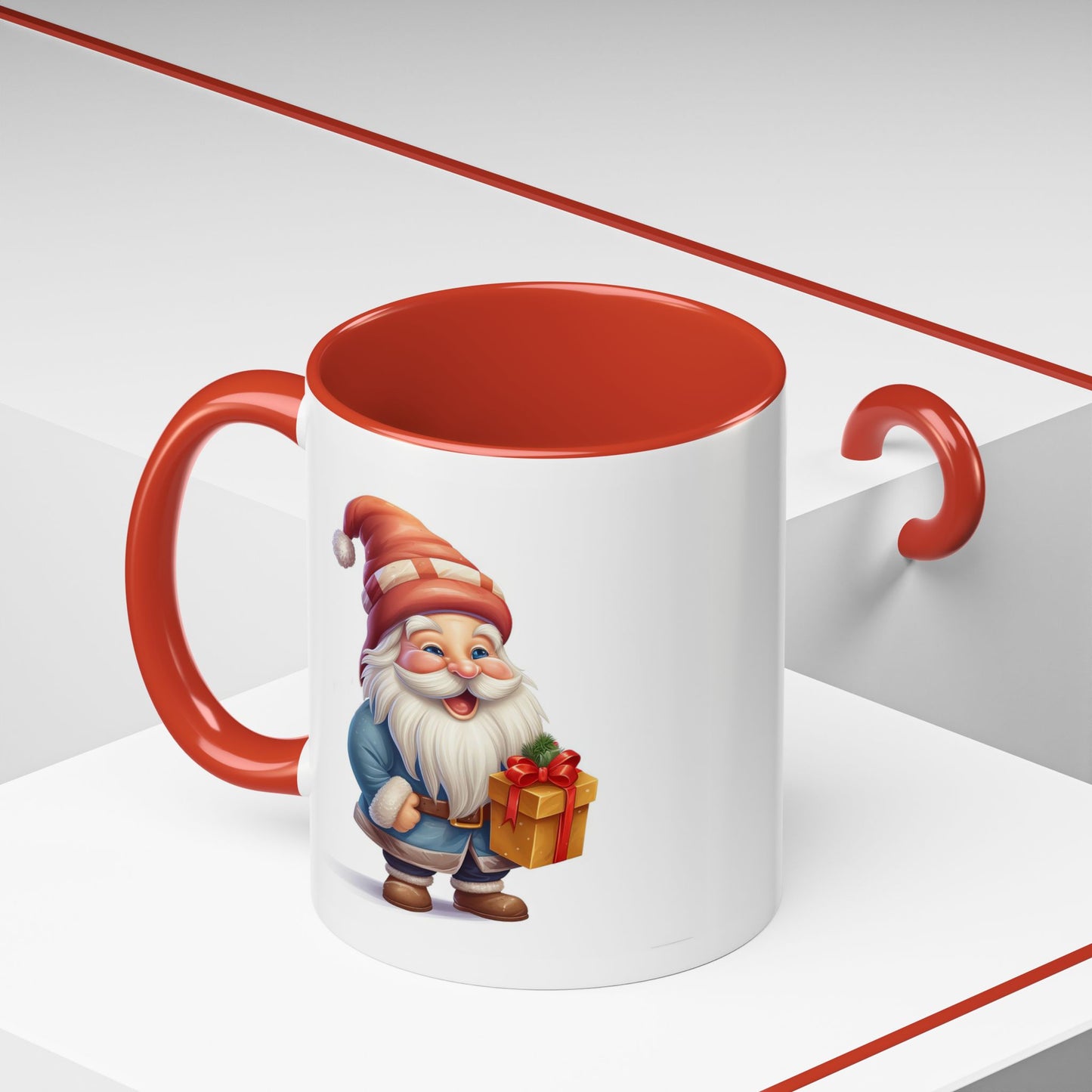 Christmas Mug - Old Gnome with Present