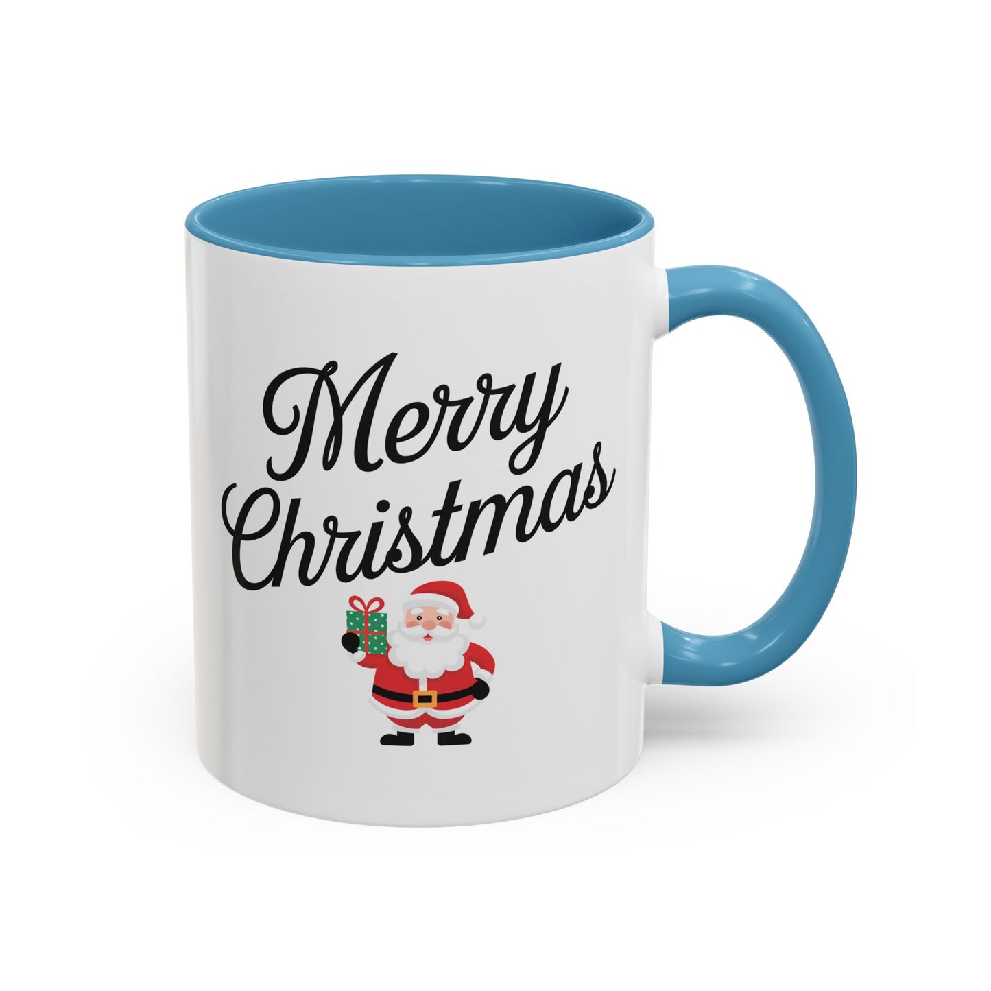Christmas Mug - Merry Christmas Black Text Santa Present