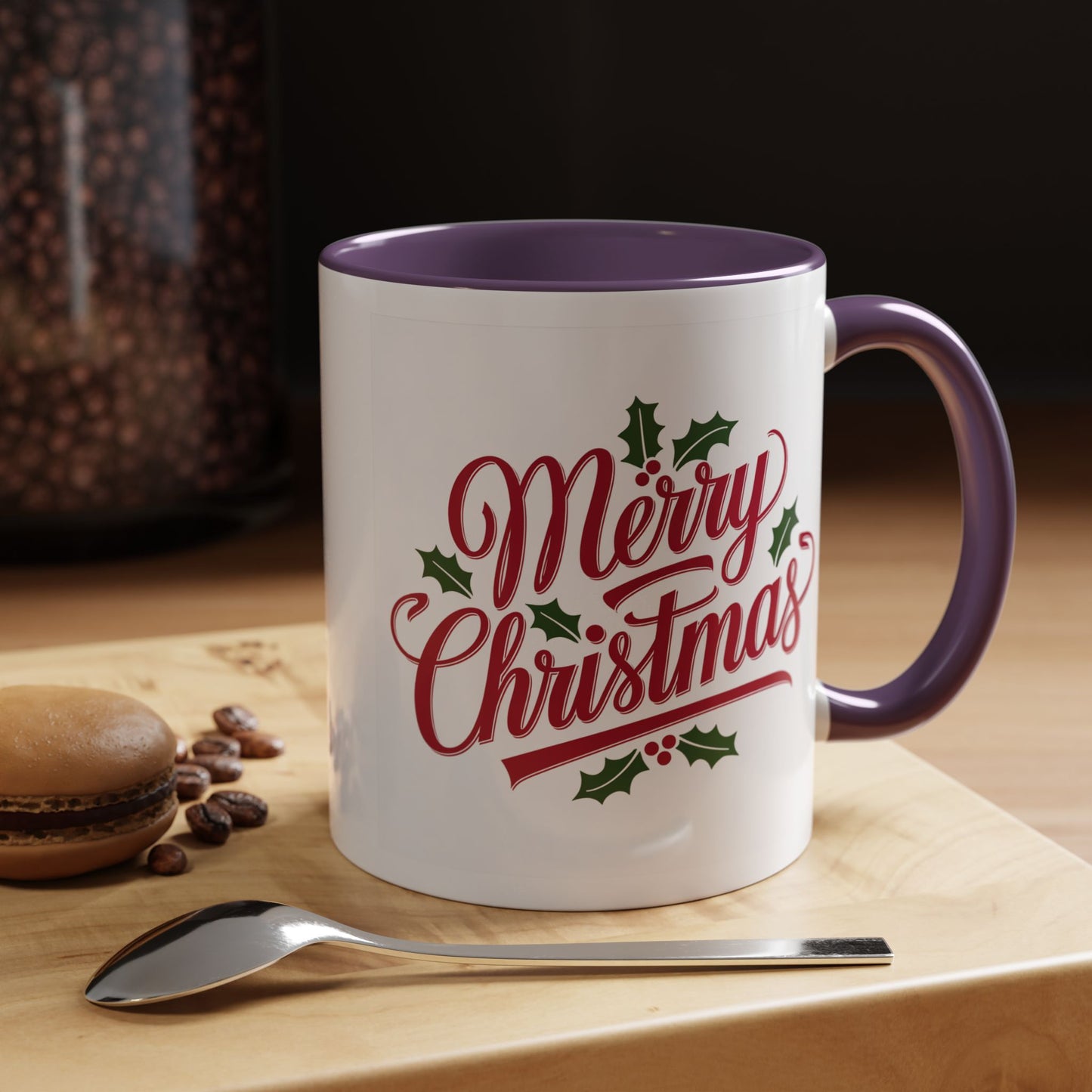 Christmas Mug - Merry Christmas Red Text Mistletoe