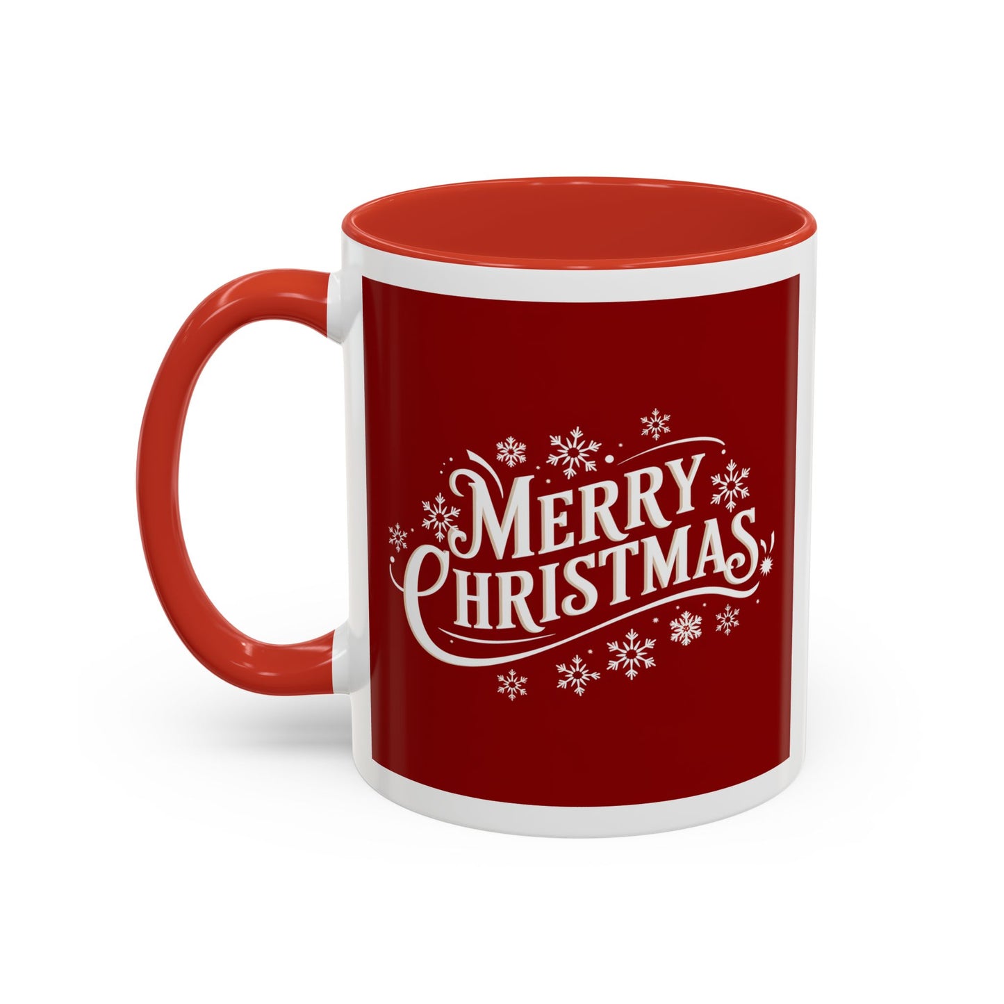 Christmas Mug - Merry Christmas White Text Maroon Background