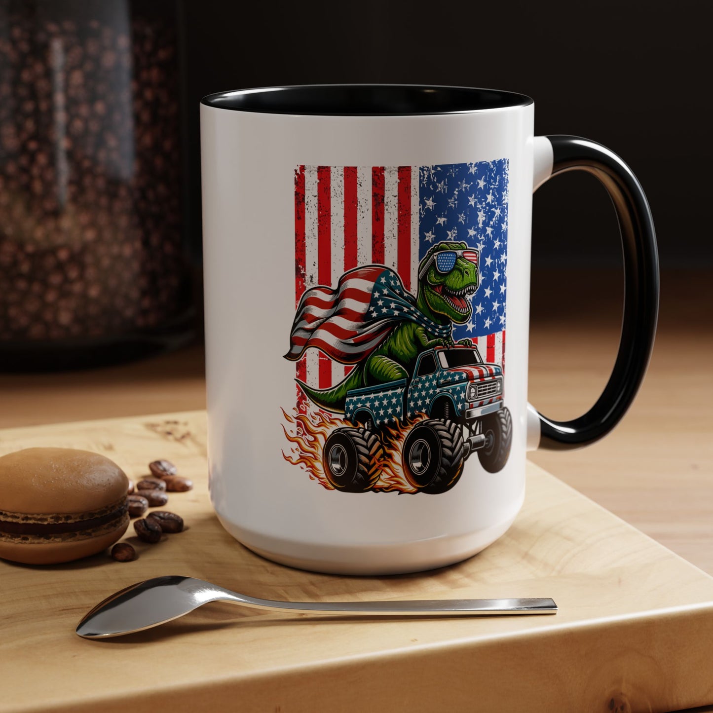 4th of July Mug - T Rex Riding Monster Truck