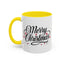 Christmas Mug - Merry Christmas Black Text Red Ornaments