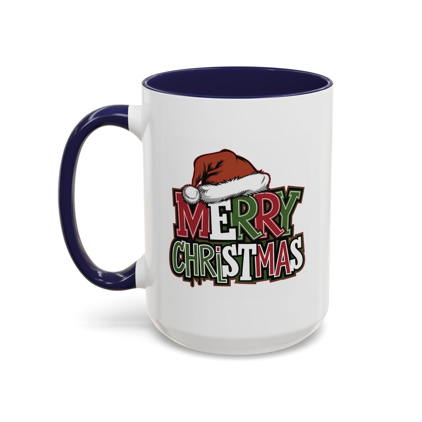 Christmas Mug - Merry Christmas Red Green & White Graffiti Hat