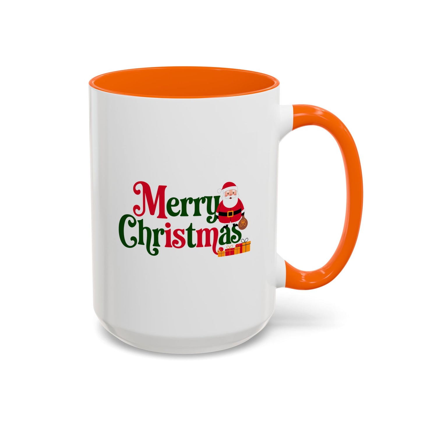 Christmas Mug - Merry Christmas Green & Red Text Santa Presents