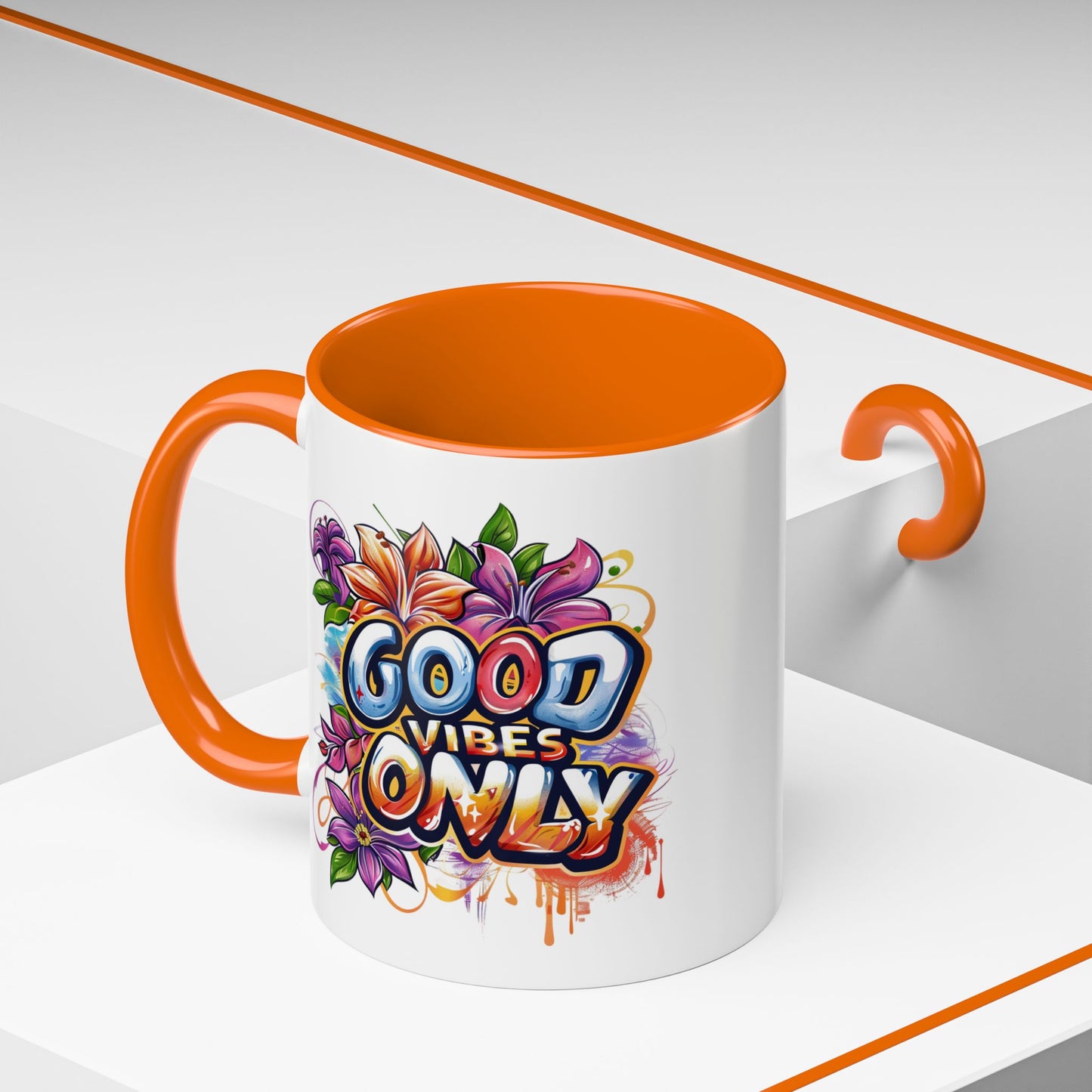 Wellness Mug - Good Vibes Only Graffiti Flowers
