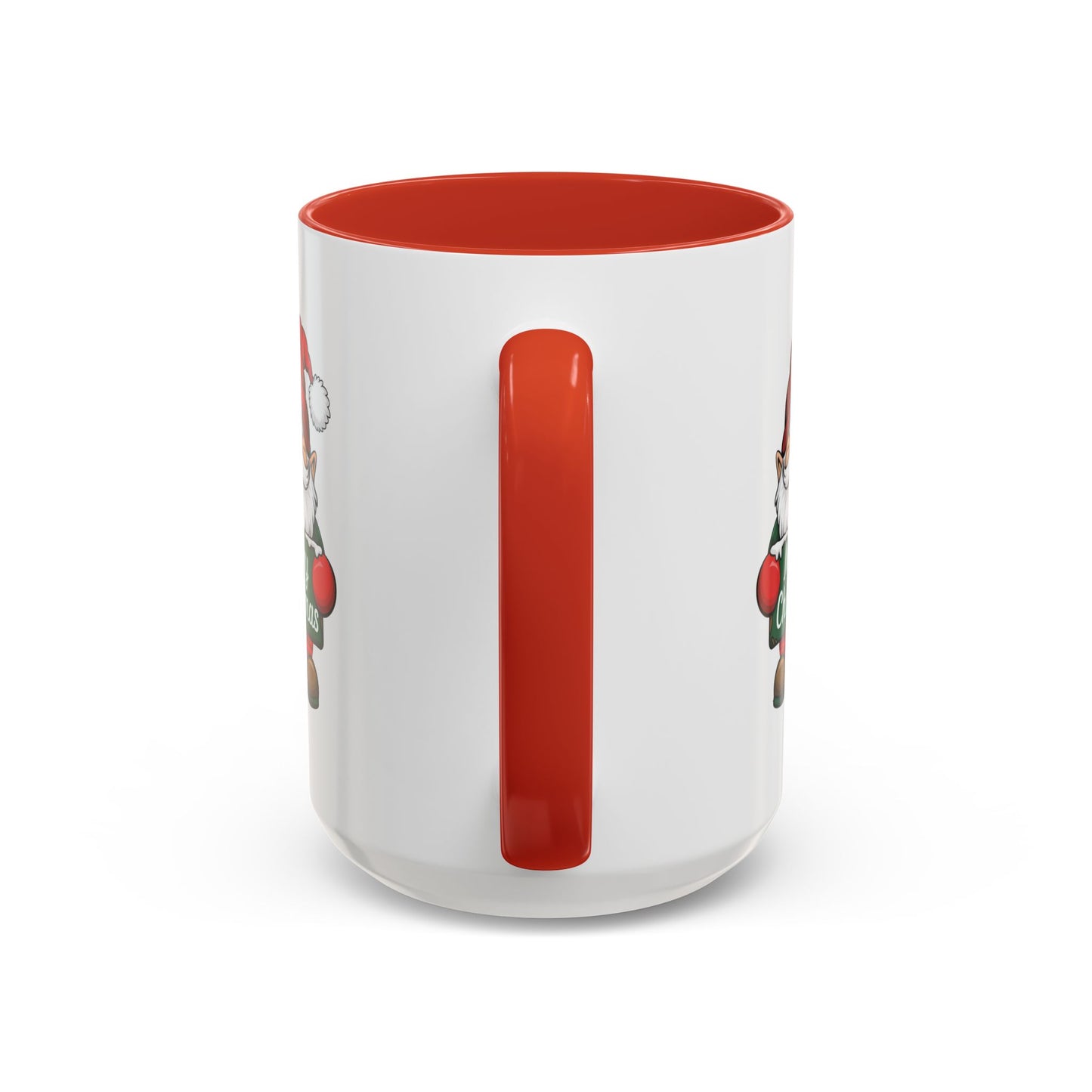 Christmas Mug - Merry Christmas White & Green Text Gnome Snow