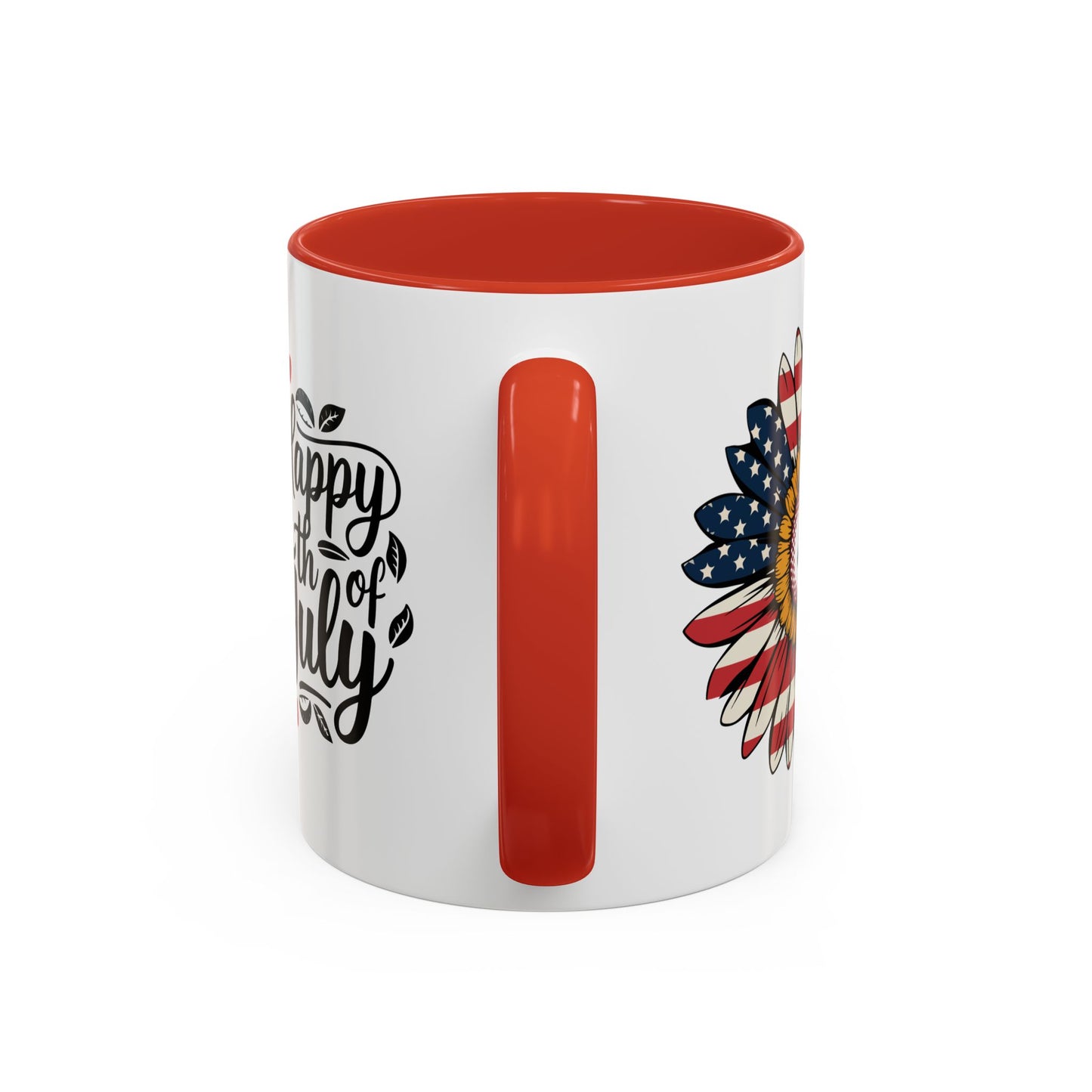 4th of July Mug - Happy 4th of July Sunflower USA Flag