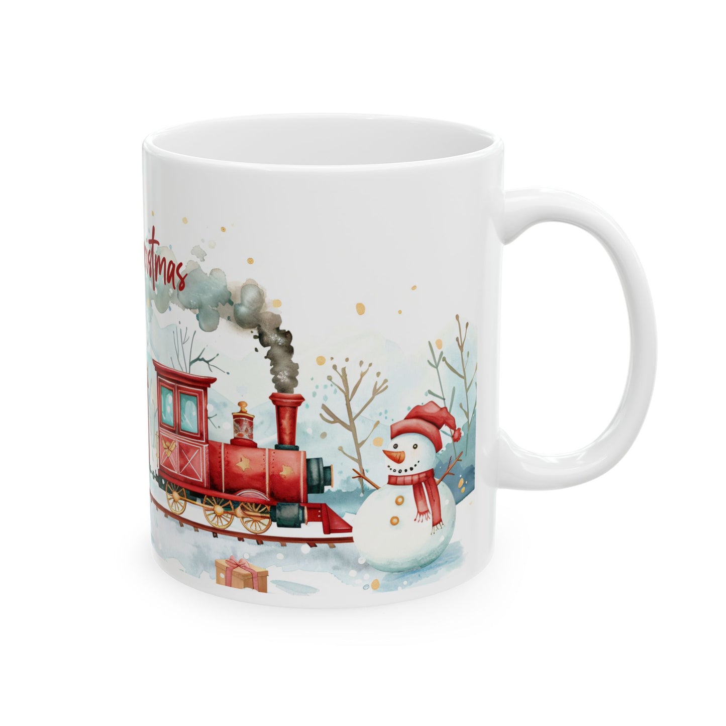 Christmas Mug - Merry Christmas Snowy Landscape Train