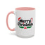 Christmas Mug - Merry Christmas Black Text Hat Candy Cane Mistletoe