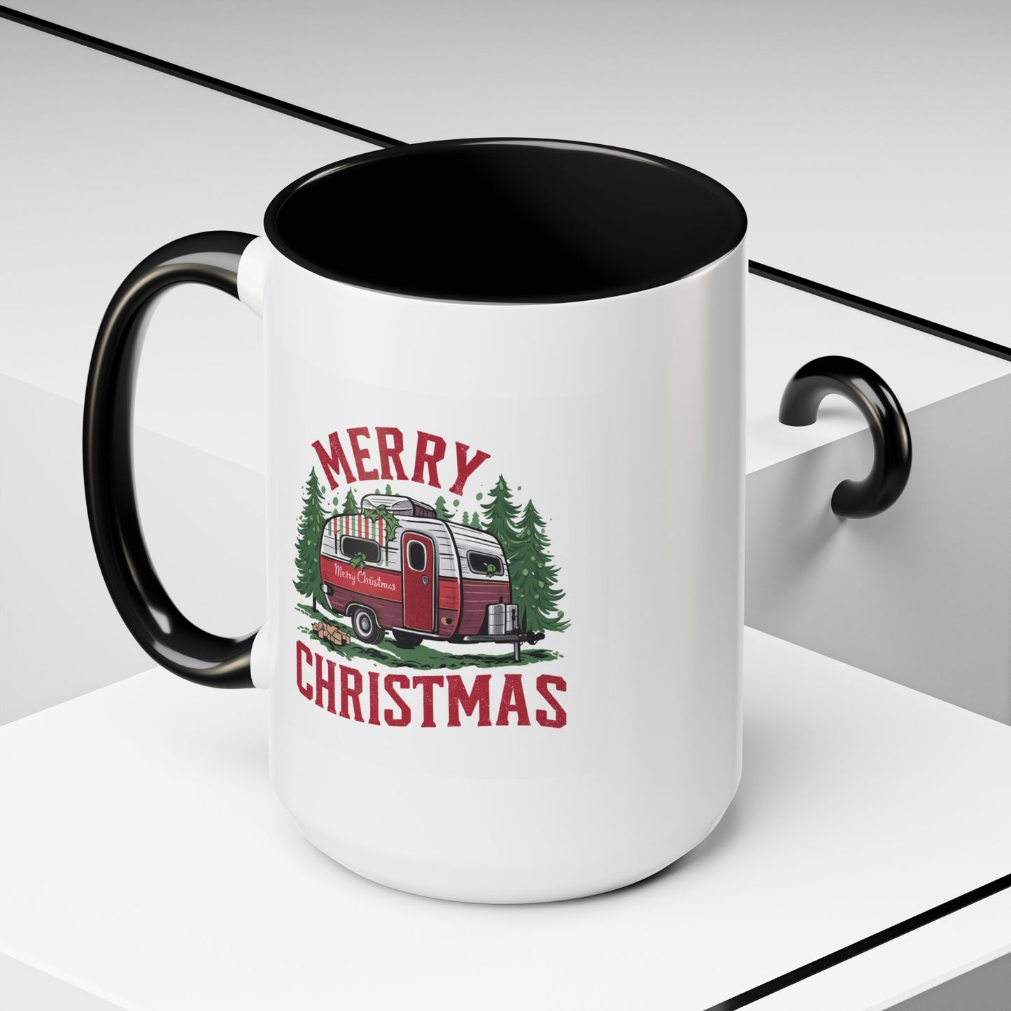 Christmas Mug - Merry Christmas Red & White Camper