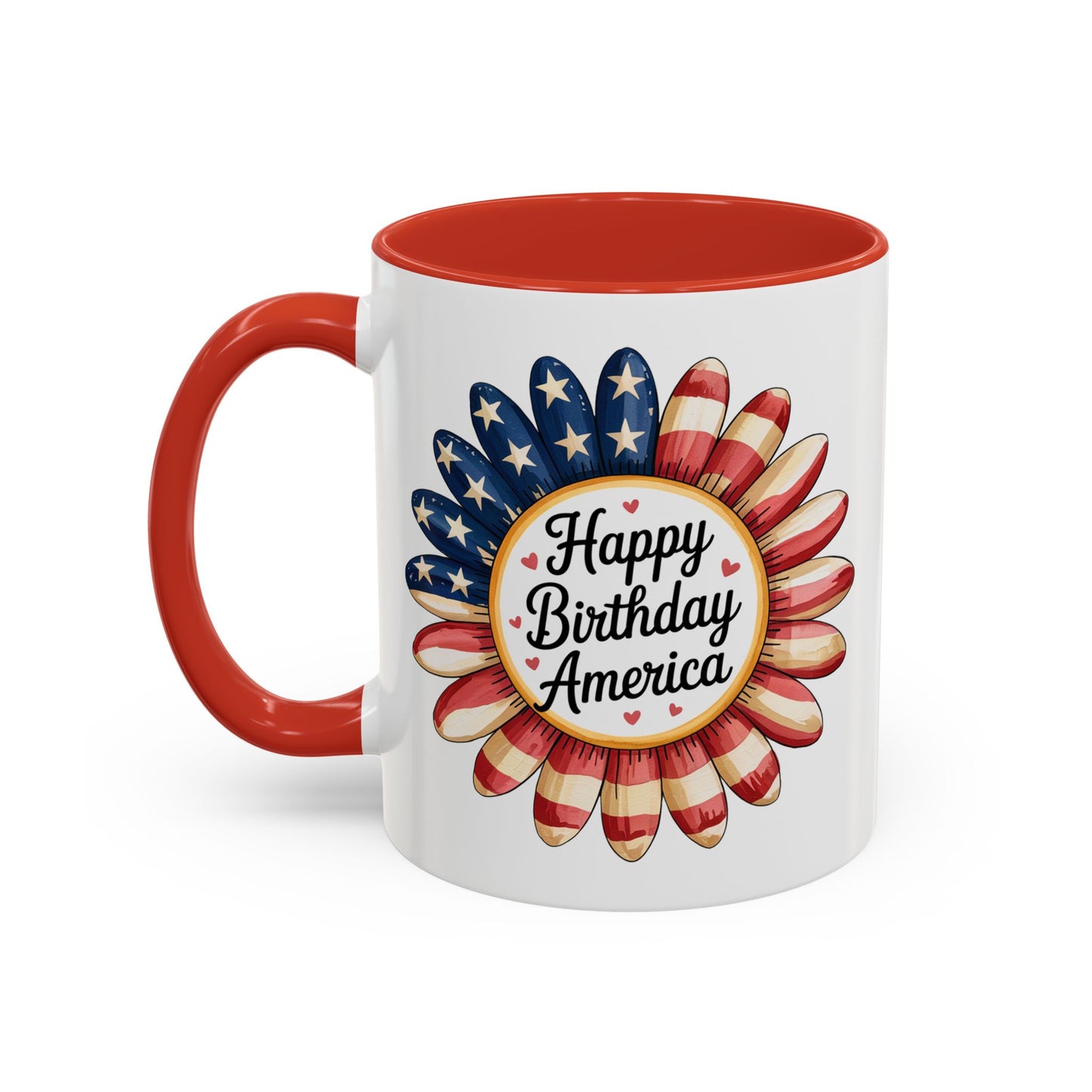 4th of July Mug - Happy Birthday America Sunflower