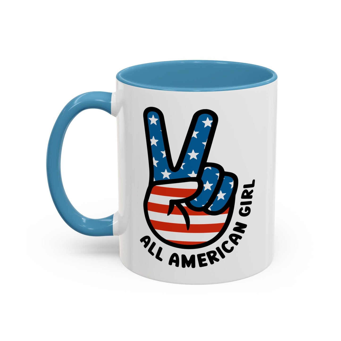 4th of July Mug - All American Girl Peace Sign