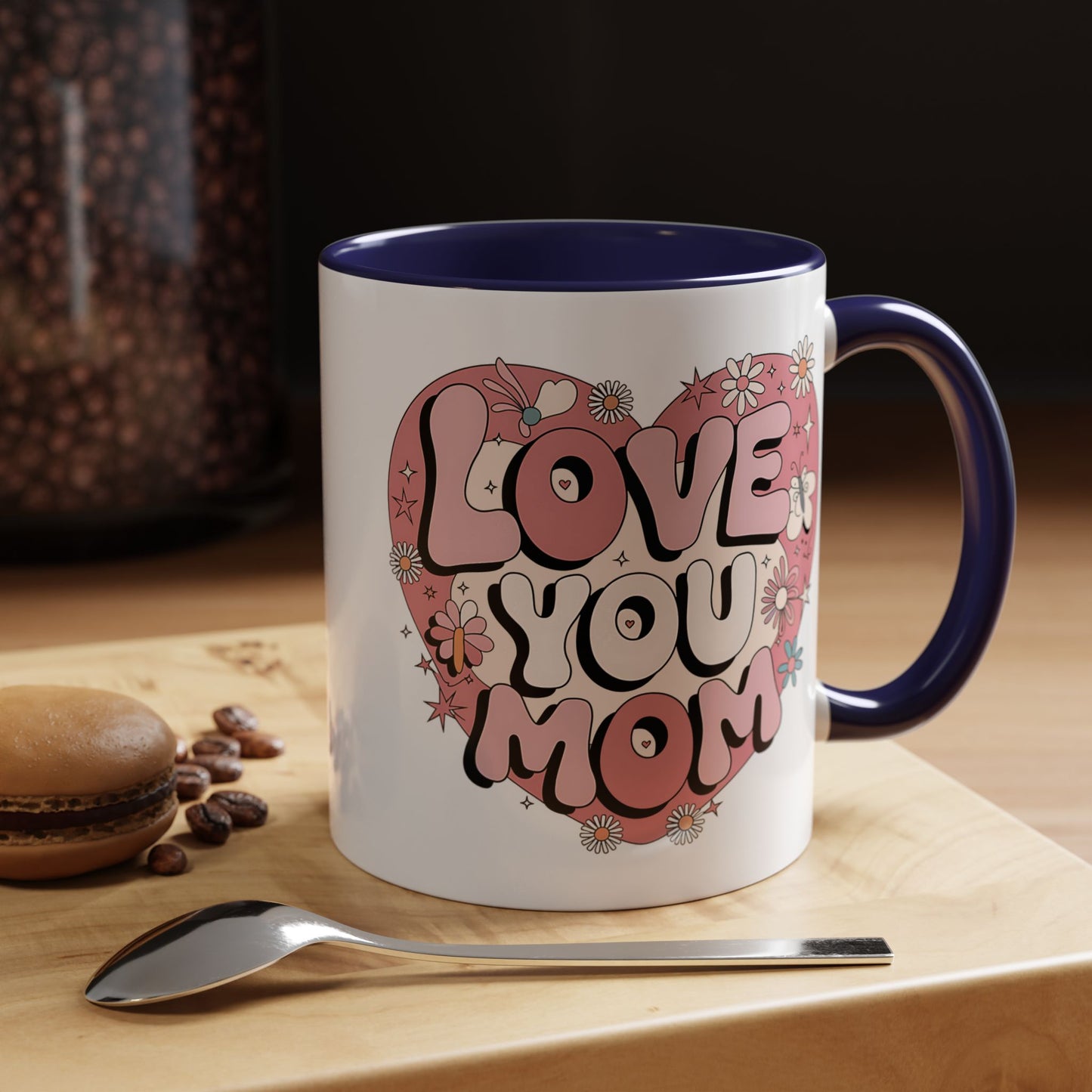 Mother's Day Mug - Love You Mom Retro Heart