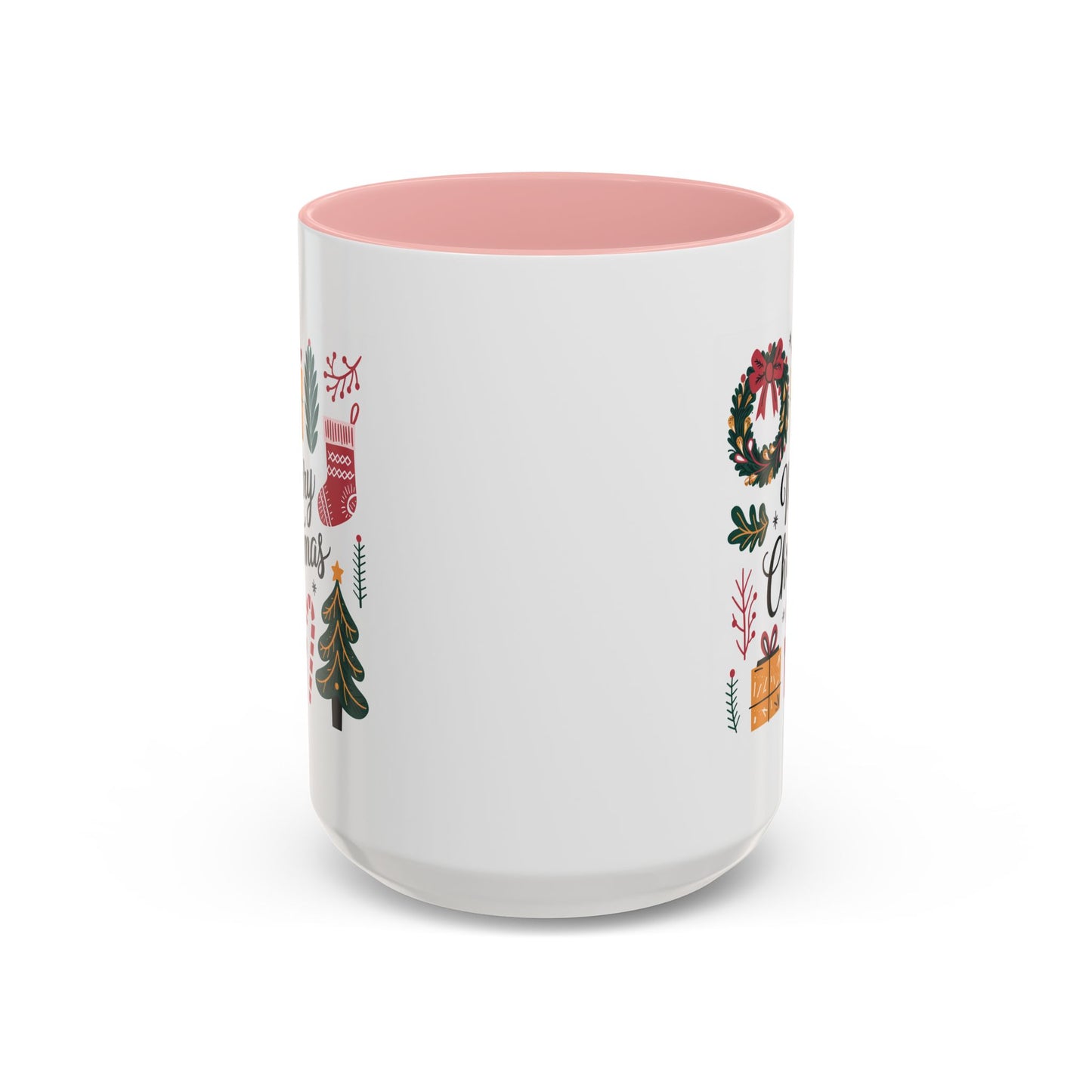 Christmas Mug - Merry Christmas Green Text Presents Tree Candy Cane