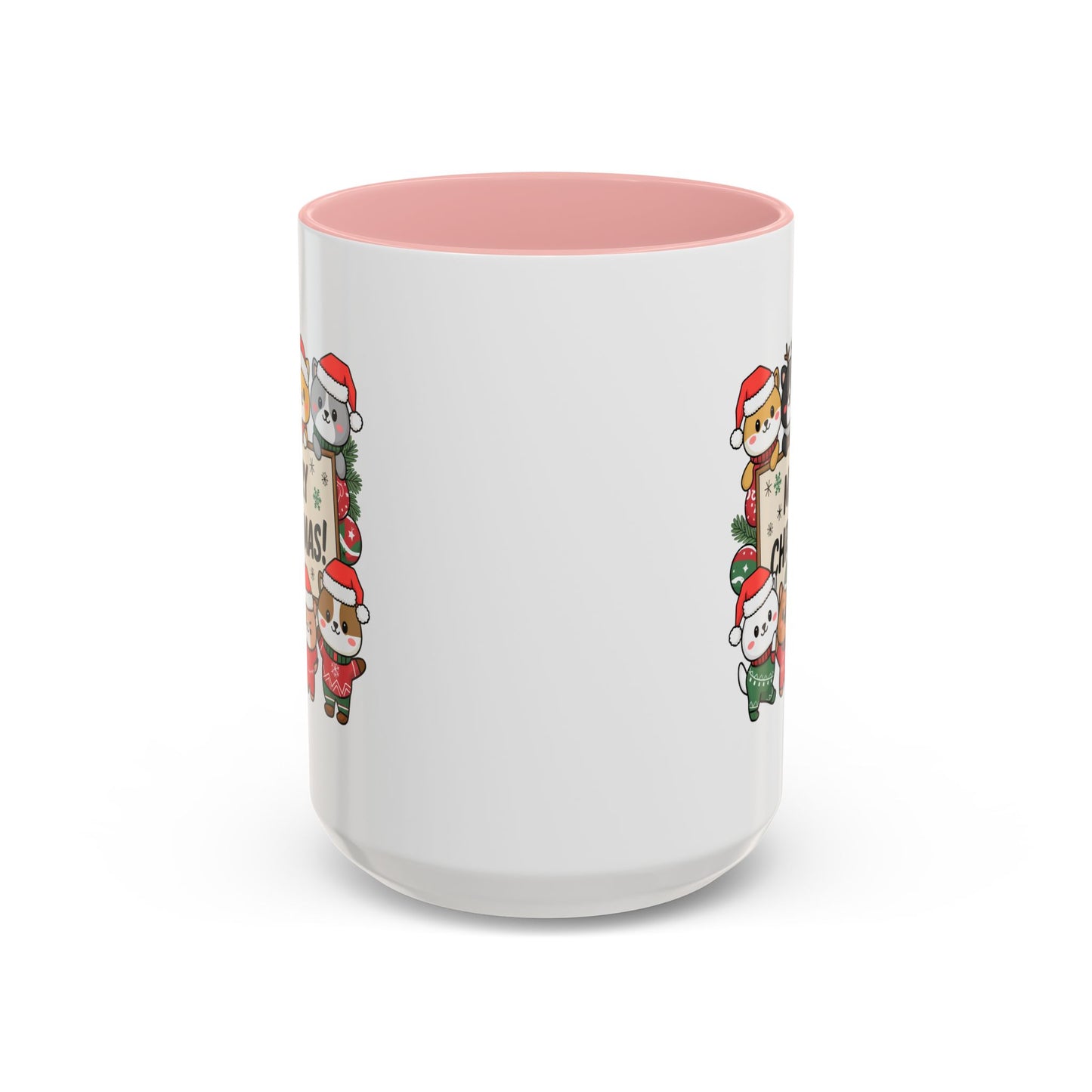 Christmas Mug - Merry Christmas Black Text Cute Animals