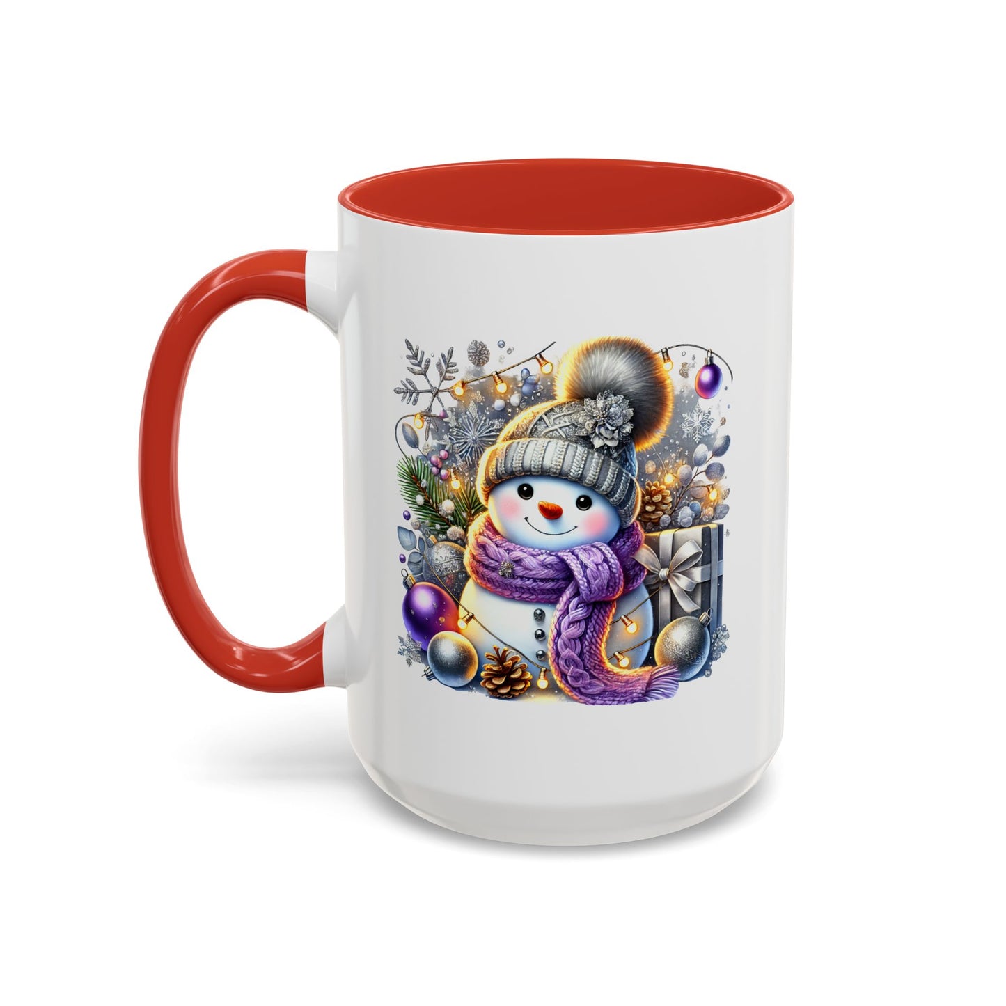 Christmas Mug - Purple and Silver Snowman