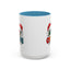 Christmas Mug - Merry Christmas Green Red Yellow and Blue Text Red Hats