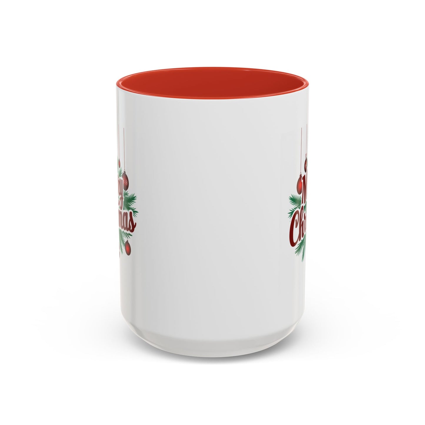 Christmas Mug - Merry Christmas Maroon Text Ornaments