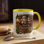 Christmas Mug - Merry Christmas Cream Text Santa Ok Light Bow Ornaments