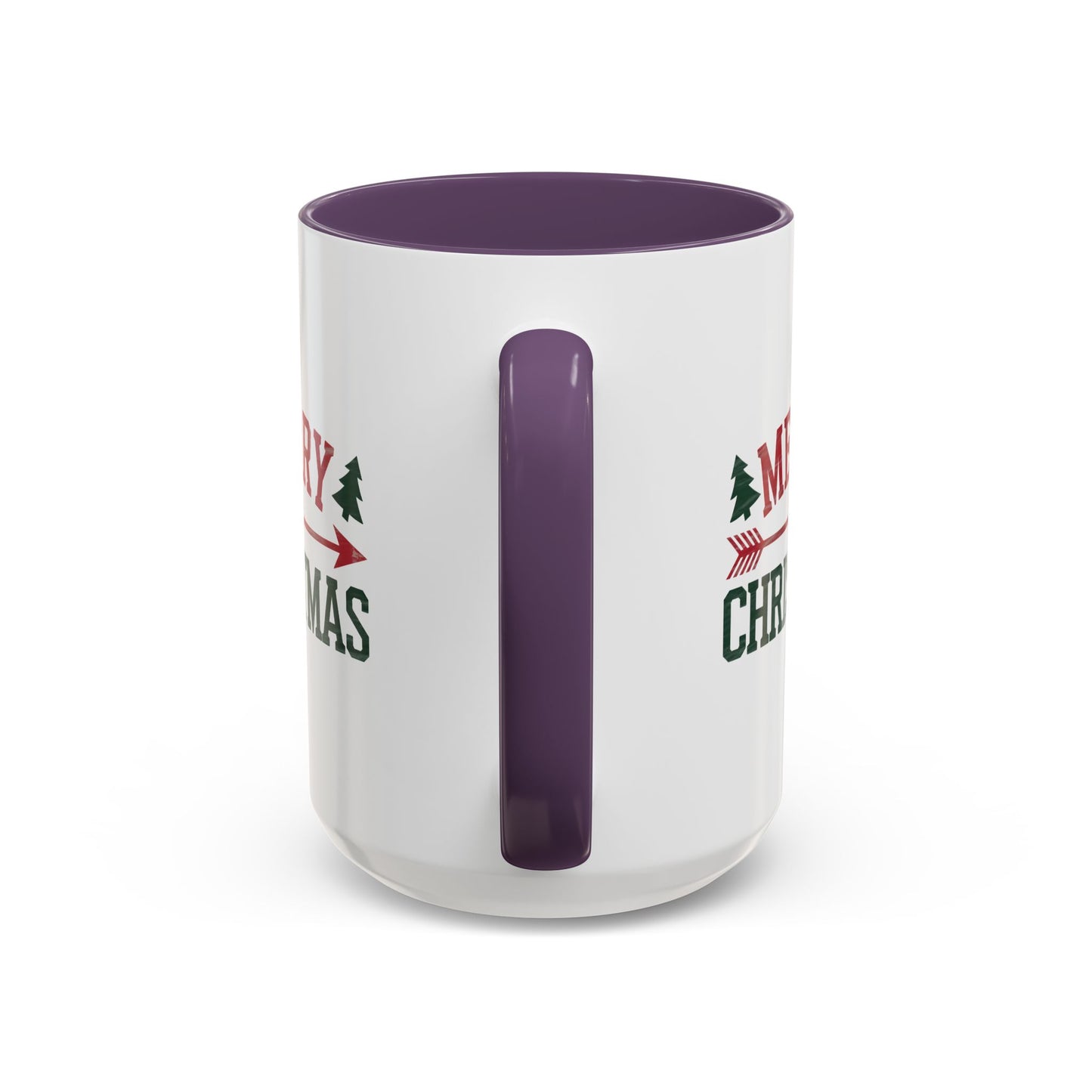 Christmas Mug - Merry Christmas Red & Green Text Heart Arrow Trees