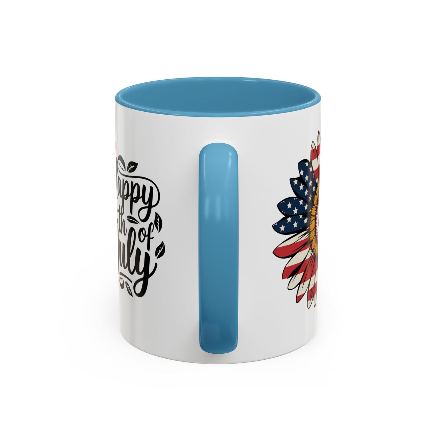 4th of July Mug - Happy 4th of July Sunflower USA Flag
