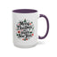Christmas Mug - Merry Christmas and a Happy New Year Black Text Tree Ornaments Presents
