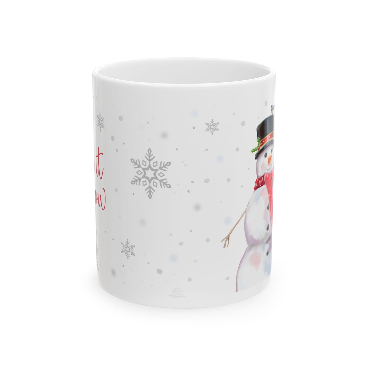 Christmas Mug - Let it Snow Red Text Snowman