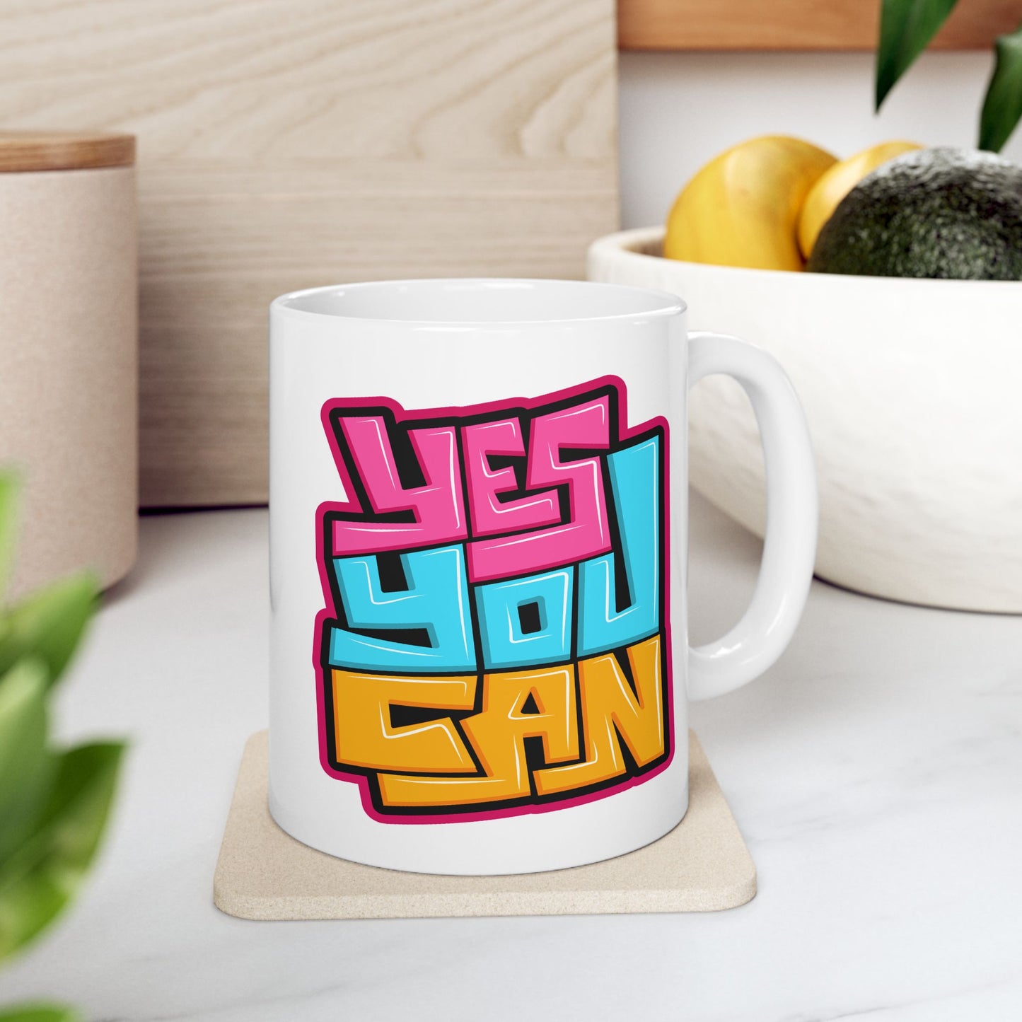 Motivation Mug - Yes You Can Graffiti