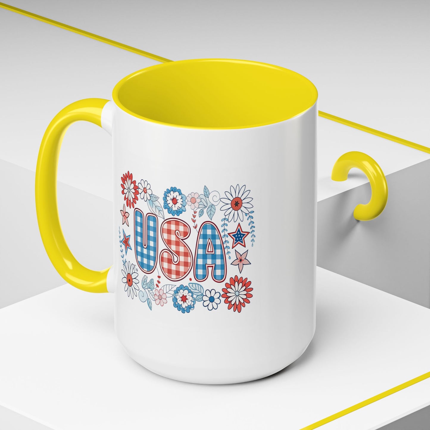 4th of July Mug - USA Preppy Floral